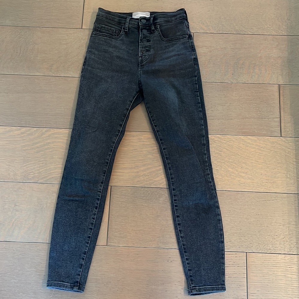 Womens EVERLANE Black High Rise Skinny Stretch Denim Ankle Jeans in size 25